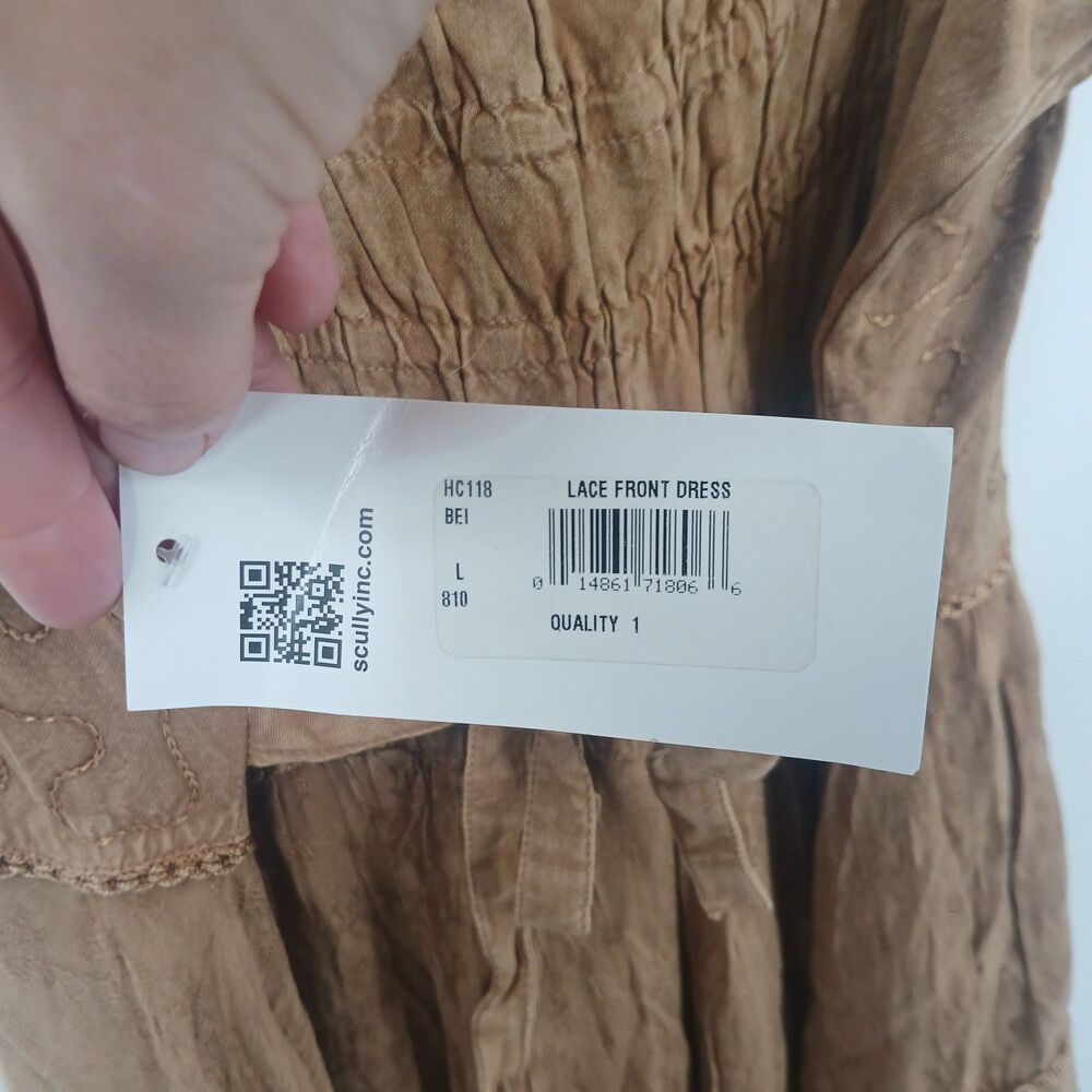 womans scully brown tan lace up front midi dress size large boho cowgirl western - Picture 3 of 4